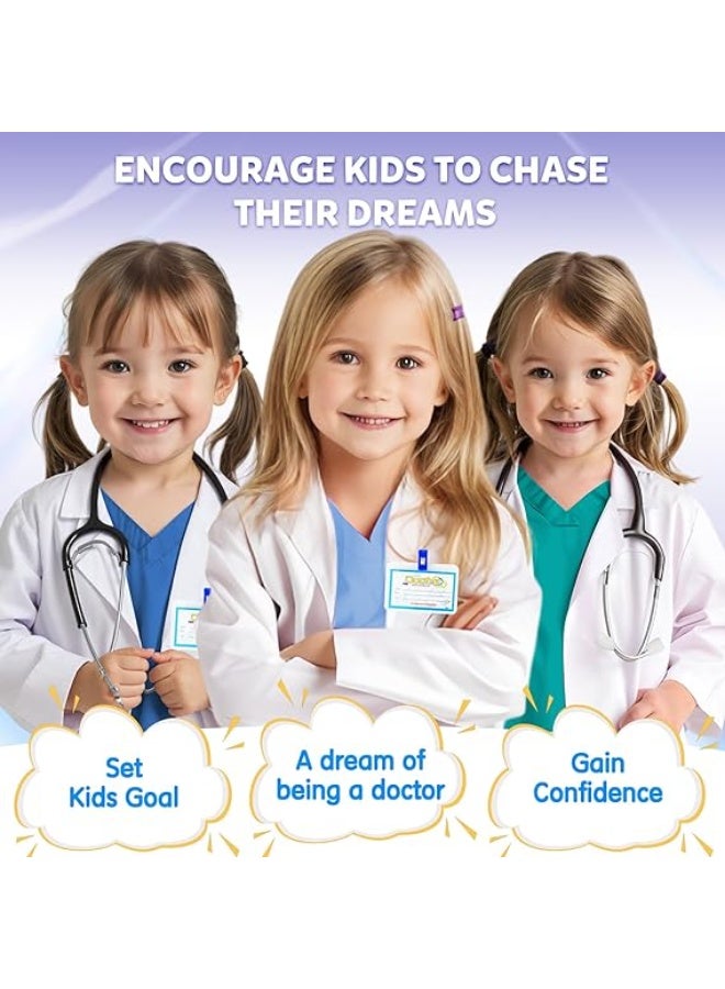 Bukela Doctor Costume for Kids With Stethoscope Lab Coat Career Day Costume Halloween Dress Up For Boys Girls 3-12 - Image 2